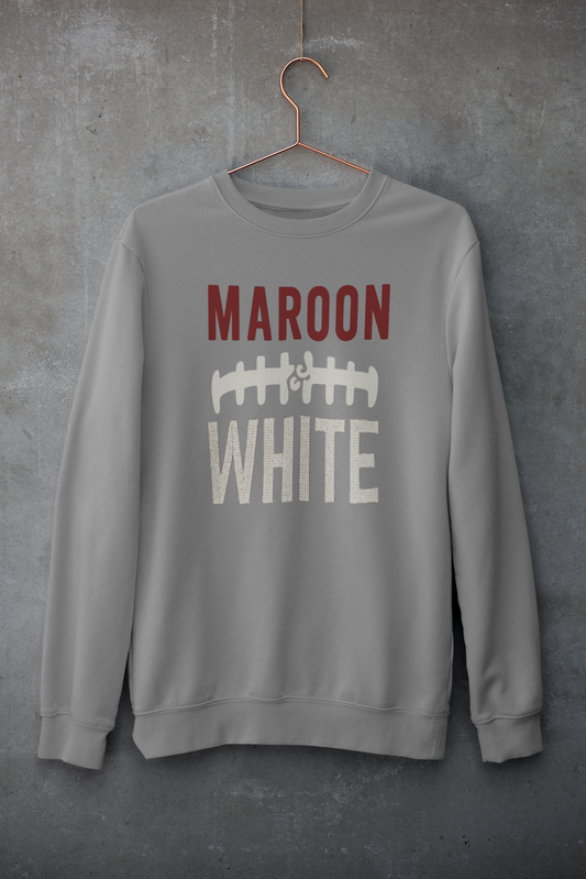 Maroon & White Football Crewneck