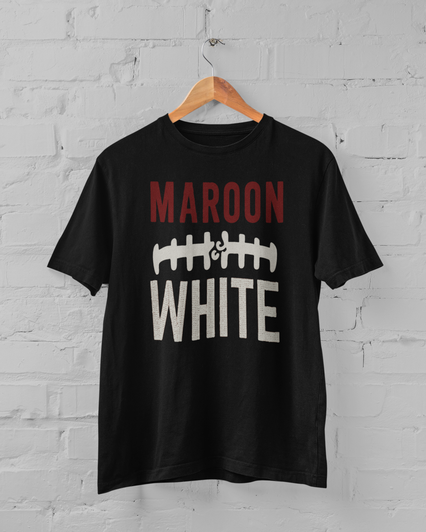 Maroon & White Football Comfort Color T-Shirt